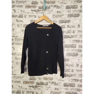 Lulu B Ribbed Sweater Size Small Black Decorative Buttons Embellished Career